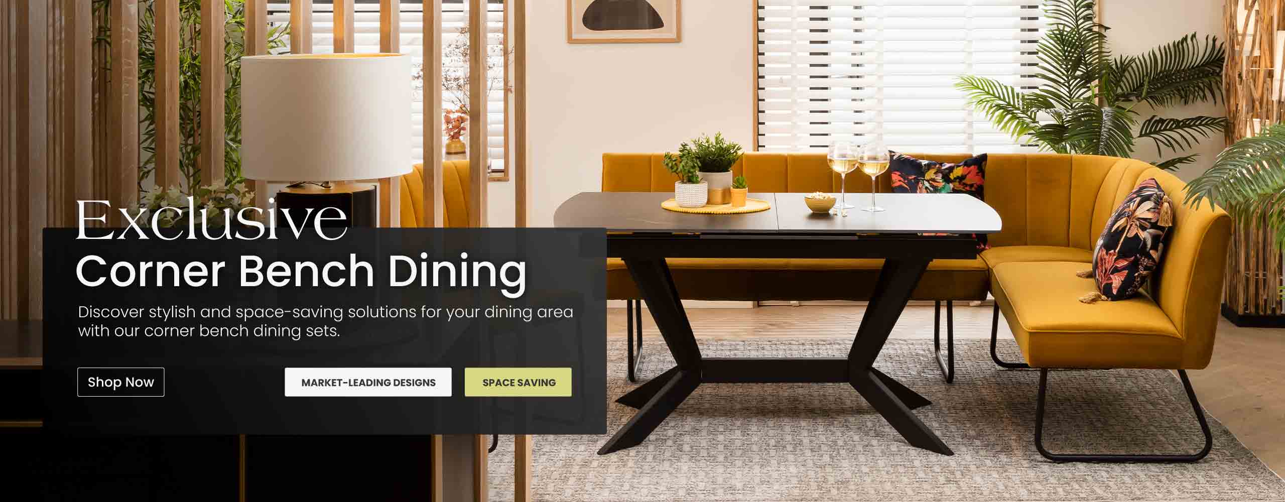 Discover stylish and space-saving dining room solutions for your dining area with our corner bench dining sets.