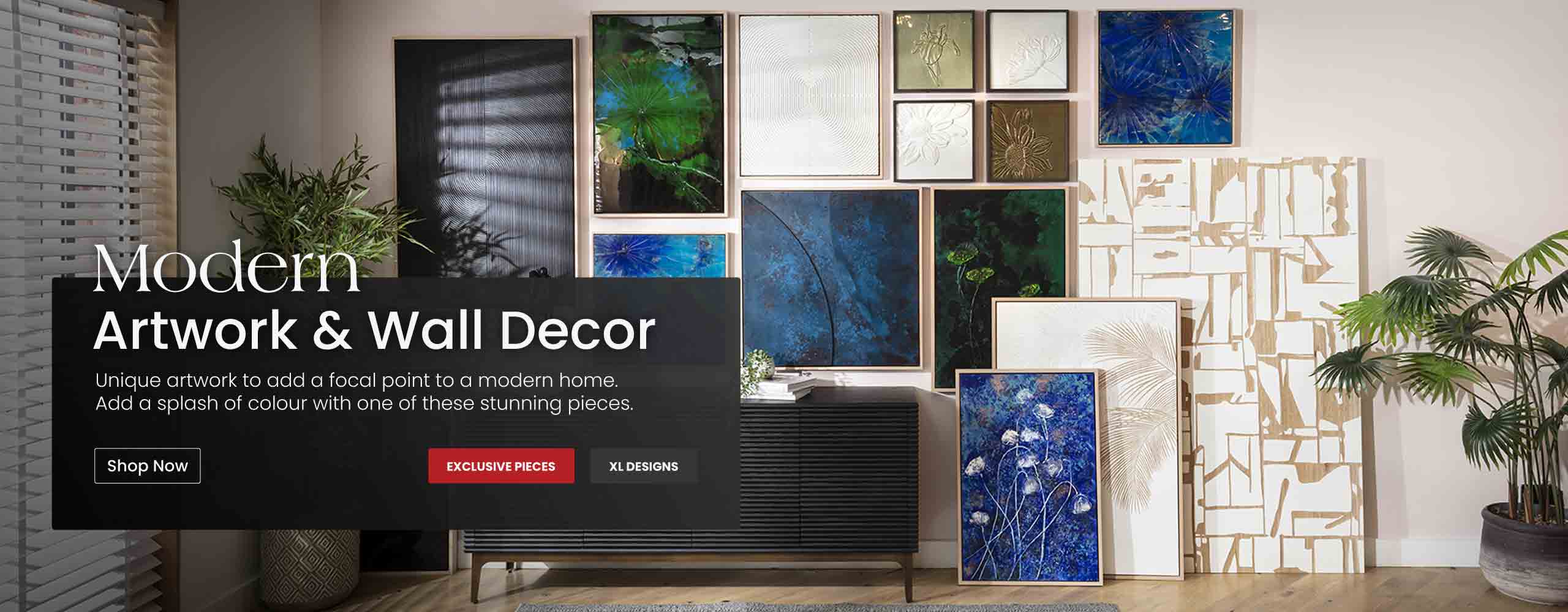 Unique artwork to add a focal point to a modern home. Add a splash of colour with one of these stunning pieces of wall art.