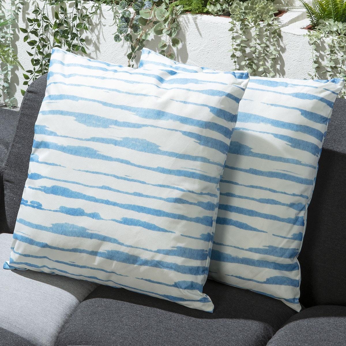 Quatropi 2 Blue & White Stripe Outdoor Cushions 45cm