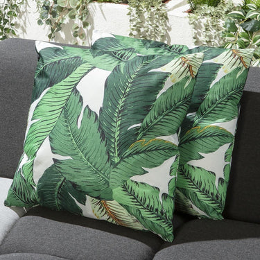 Quatropi 2 Green Banana Leaves Outdoor Cushions 45cm
