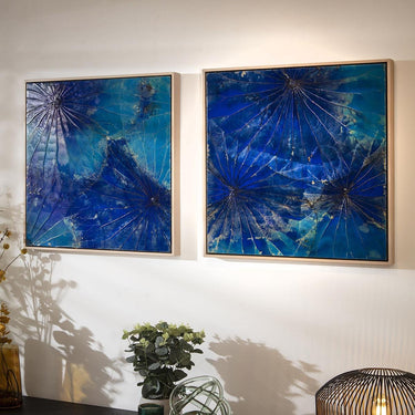 Quatropi 2-Piece Square Abstract Framed Wall Artwork Set Blue 120x60cm