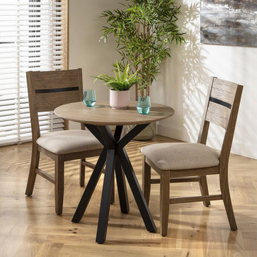 Quatropi 2 Seater Small Round Solid Wood Dining Table and Chair Dining Set Cream