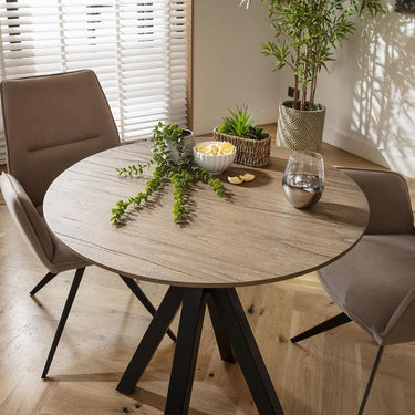 Quatropi 2 Seater Small Round Solid Wood Dining Table and Chair Dining Set Mink