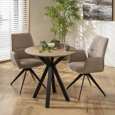Quatropi 2 Seater Small Round Solid Wood Dining Table and Chair Dining Set Mink