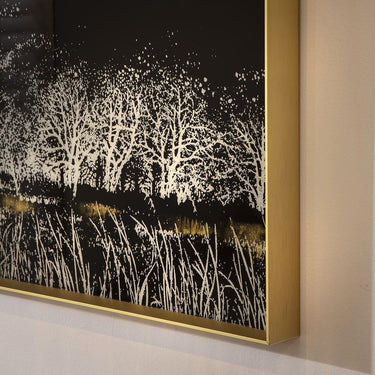 Quatropi 3-Piece Square Gold Metal Framed Wall Artwork Set Black White 120x40cm