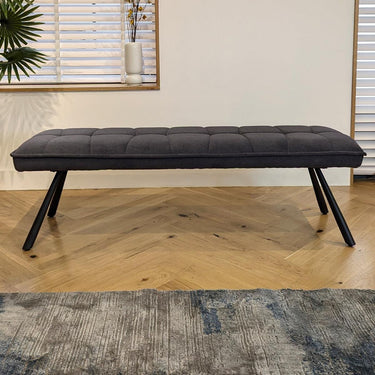 Quatropi 3 Seater Straight Backless Kitchen Dining Bench Seat Grey Velvet 150cm