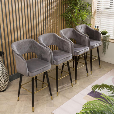 Quatropi 4 Harper Luxury Bar Stool Set Grey