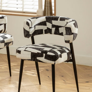 Quatropi 4 Mila Modern Dining Chairs White & Black Fabric