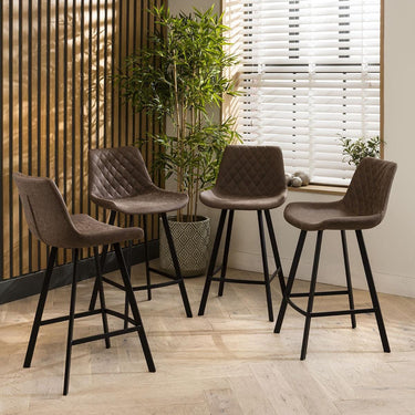 Quatropi 4 Parker Leather Counter Height Bar Stools Brown