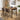 Quatropi 4 Seat Counter Bar Table and Stools Set Solid Wood Brown Faux Leather