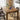 Quatropi 4 Seat Counter Bar Table and Stools Set Solid Wood Brown Faux Leather
