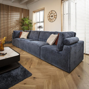 Quatropi 4 Seater Modular Sectional Straight Corner Sofa Couch Blue Fabric