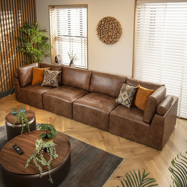 Quatropi 4 Seater Modular Sectional Straight Corner Sofa Couch Brown Fabric
