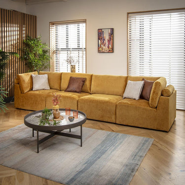 Quatropi 4 Seater Modular Sectional Straight Corner Sofa Couch Mustard Fabric