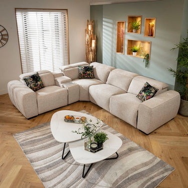 Quatropi 4 Seater Recliner Corner Sofa L-Shape Settee Charger Cup Holders Storage Beige 296x253cm 5C1