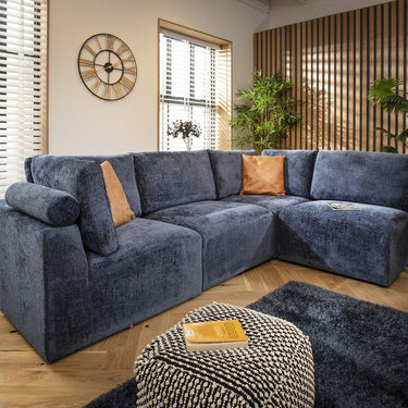 Quatropi 4 Seater Small Modular L Shape Corner Sofa Sectional Couch Blue