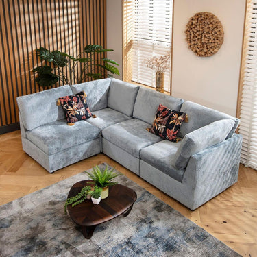 Quatropi 4 Seater Small Modular L Shape Corner Sofa Sectional Couch Blue