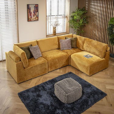 Quatropi 4 Seater Small Modular L Shape Corner Sofa Sectional Couch Mustard