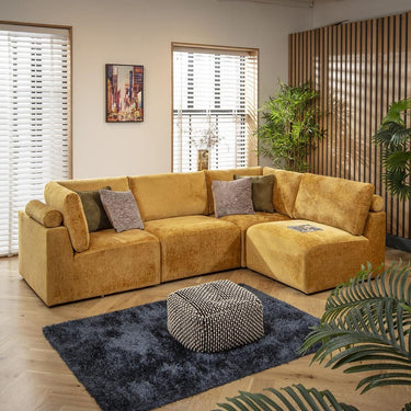 Quatropi 4 Seater Small Modular L Shape Corner Sofa Sectional Couch Mustard