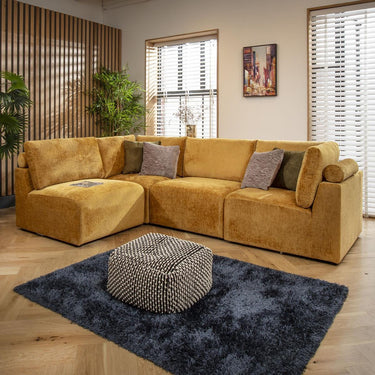 Quatropi 4 Seater Small Modular L Shape Corner Sofa Sectional Couch Mustard