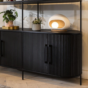 Quatropi 4 Shelf Shelving Unit with Doors Bookcase Ribbed Black Oak 160x200cm