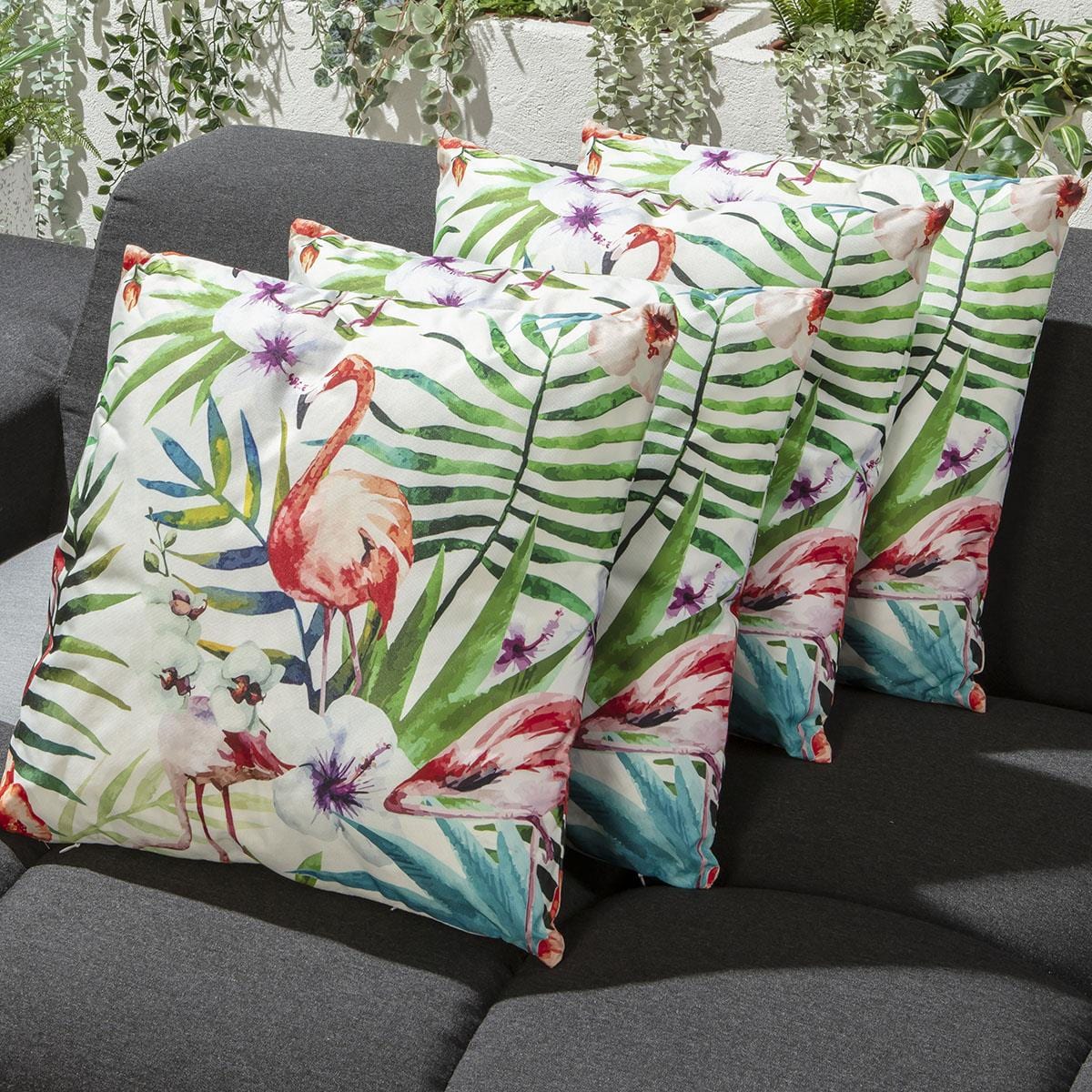 Quatropi 4 Tropical Flamingo Outdoor Cushions 45cm