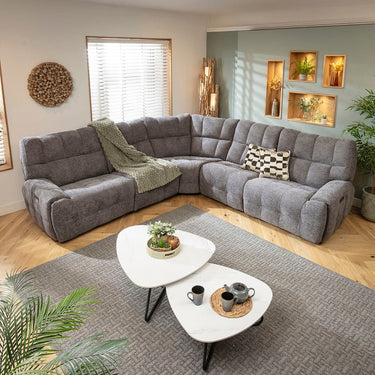 Quatropi 5 Seater Recliner Corner Sofa L-Shape Couch Charcoal Chenille 300x300cm 14
