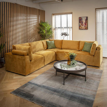 Quatropi 6 Seater L-Shape Sofa Sectional Modular Corner Sofa Couch Mustard