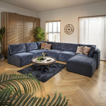 Quatropi 6 Seater Large Modular U-Shape Corner Sofa Sectional Couch Blue