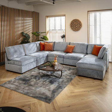 Quatropi 6 Seater Large Modular U-Shape Corner Sofa Sectional Couch Blue