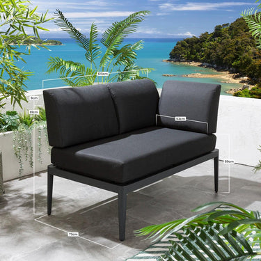 Quatropi Ada Modular Outdoor Garden Bench Sofa Section Charcoal 123x73cm
