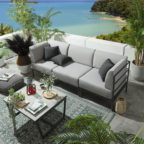 Alfie 3 Seater Garden Sofa Set - Silver S4