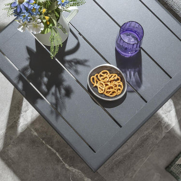 Quatropi Aluminium Metal Outdoor Garden Small Drinks Side Table Grey 50x50cm