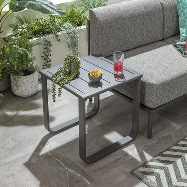 Quatropi Aluminium Metal Outdoor Garden Small Drinks Side Table Grey 50x50cm