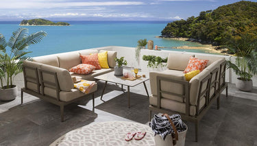 Quatropi Aluminium Modular Garden Corner Sofa Set & Coffee Table Beige 196x123cm L3