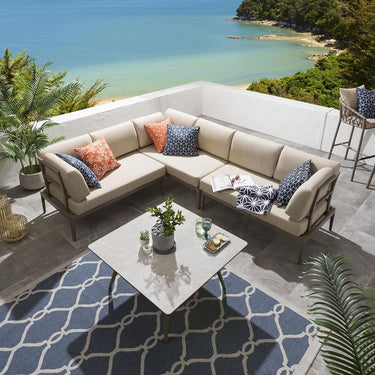 Quatropi Aluminium Modular Garden Corner Sofa Set & Coffee Table Beige 246x196cm L2