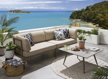 Quatropi Aluminium Modular Outdoor Garden Sofa Set & Coffee Table Beige 246x73cm S2