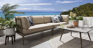 Quatropi Aluminium Modular Outdoor Garden Sofa Set & Coffee Table Beige 246x73cm S2