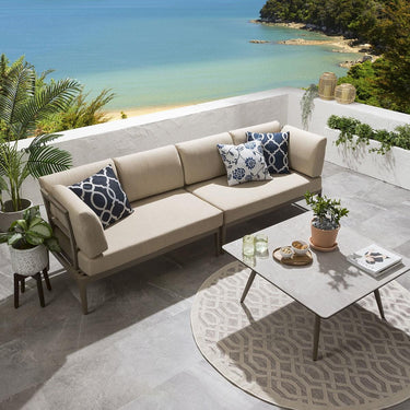 Quatropi Aluminium Modular Outdoor Garden Sofa Set & Coffee Table Beige 246x73cm S2