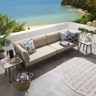 Quatropi Aluminium Modular Outdoor Garden Sofa Set & Side Tables Beige 246x73cm S1