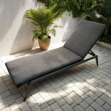 Quatropi Aluminium Outdoor Garden Sun Lounger Textilene Cushioned Grey 190x65cm