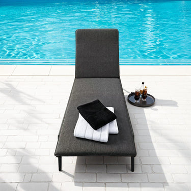 Quatropi Aluminium Outdoor Garden Sun Lounger Textilene Cushioned Grey 190x65cm