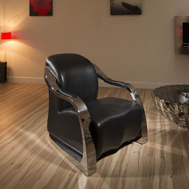 Quatropi Amazing Modern Black Leather/Stainless Armchair/Armchairs Chair/Chairs
