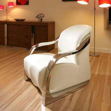 Quatropi Amazing Modern White Leather/Stainless Armchair/Armchairs Chair/Chairs