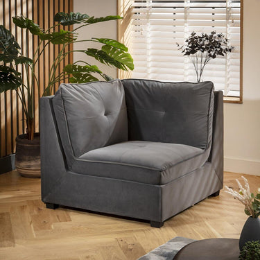 Quatropi Anni Corner Section Grey Velvet 96x96cm
