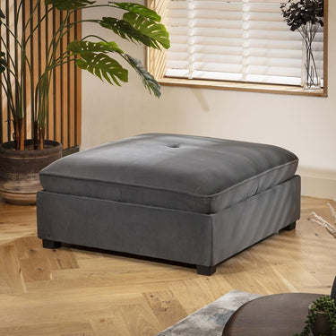 Quatropi Anni Footstool Section Grey Velvet 96x96cm