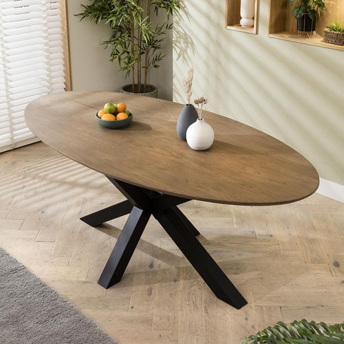 Aries 6 Seater Solid Wooden Oval Dining Table 200cm