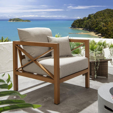 Quatropi Arlo Wood Effect Aluminium Garden Armchair Latte Oak