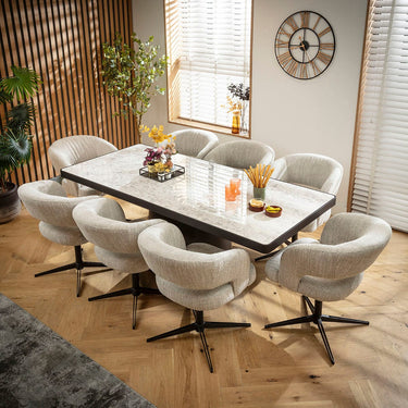 Quatropi Aubrey & Hastings Modern 8 Seater Dining Set Grey Ceramic