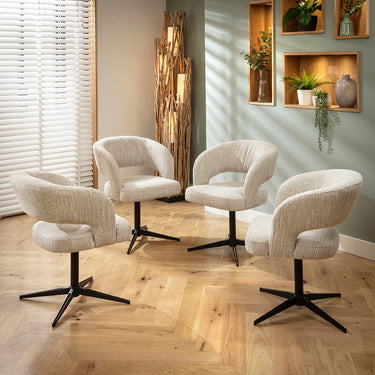 Quatropi Aubrey & Rudie 8 Seater Round Extendable Dining Set Grey & Black-Veined White Ceramic